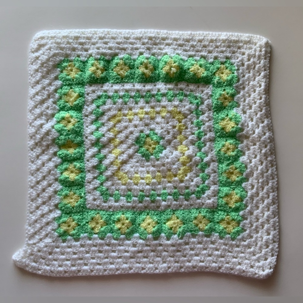 Vintage Crochet Granny Square Burping Blanket